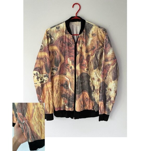 90s vintage dog head all over print unisex mens tyvek light windbreaker jacket - Picture 10 of 10